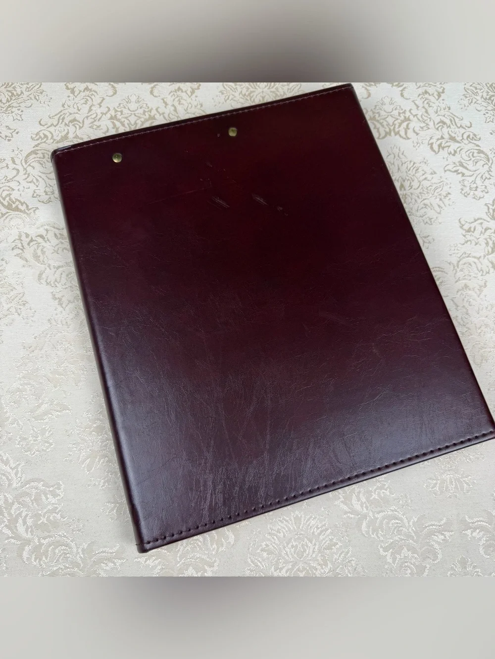 Mead Cambridge Burgundy Leather Portfolio with Gold Corner Accents